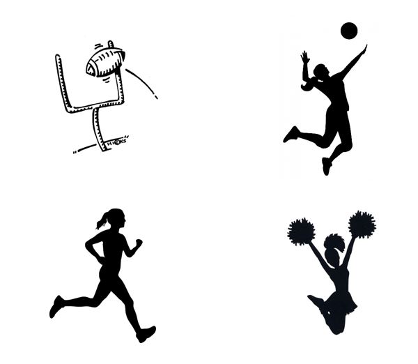 black and white images of various sports